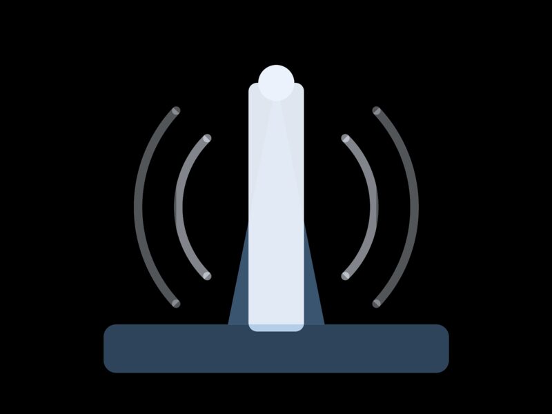 Broadcast tower emitting signal rings for telecommunications support